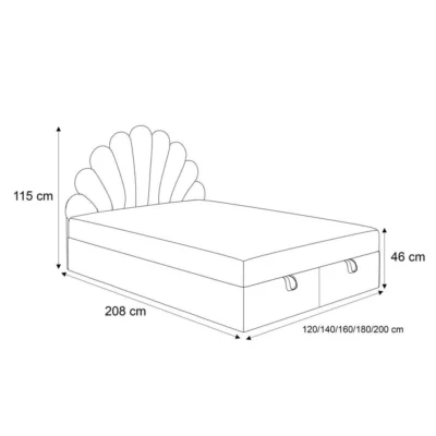 Lookway Boxspringbett ASHLEY in Grau, Liegefläche 120x200 cm – mit Bettkasten, Bonellfederkern
